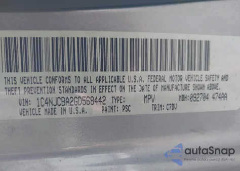 2016 Jeep Compass Sport from USA, damaged, VIN 1C4NJCBA2GD568442